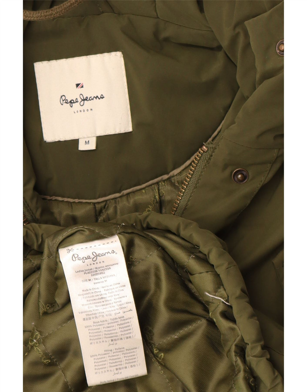 PEPE Jeans Γυναικείο μπουφάν Parka με κουκούλα UK 14 Medium Khaki