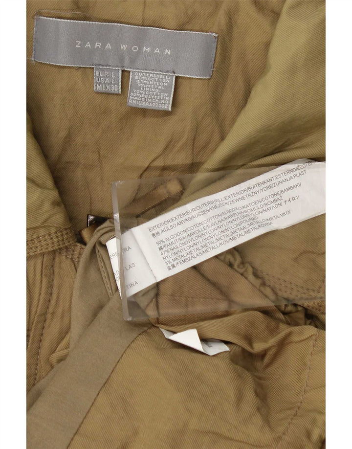 Zara Γυναικείο Utility Jacket UK 16 Large Khaki Cotton