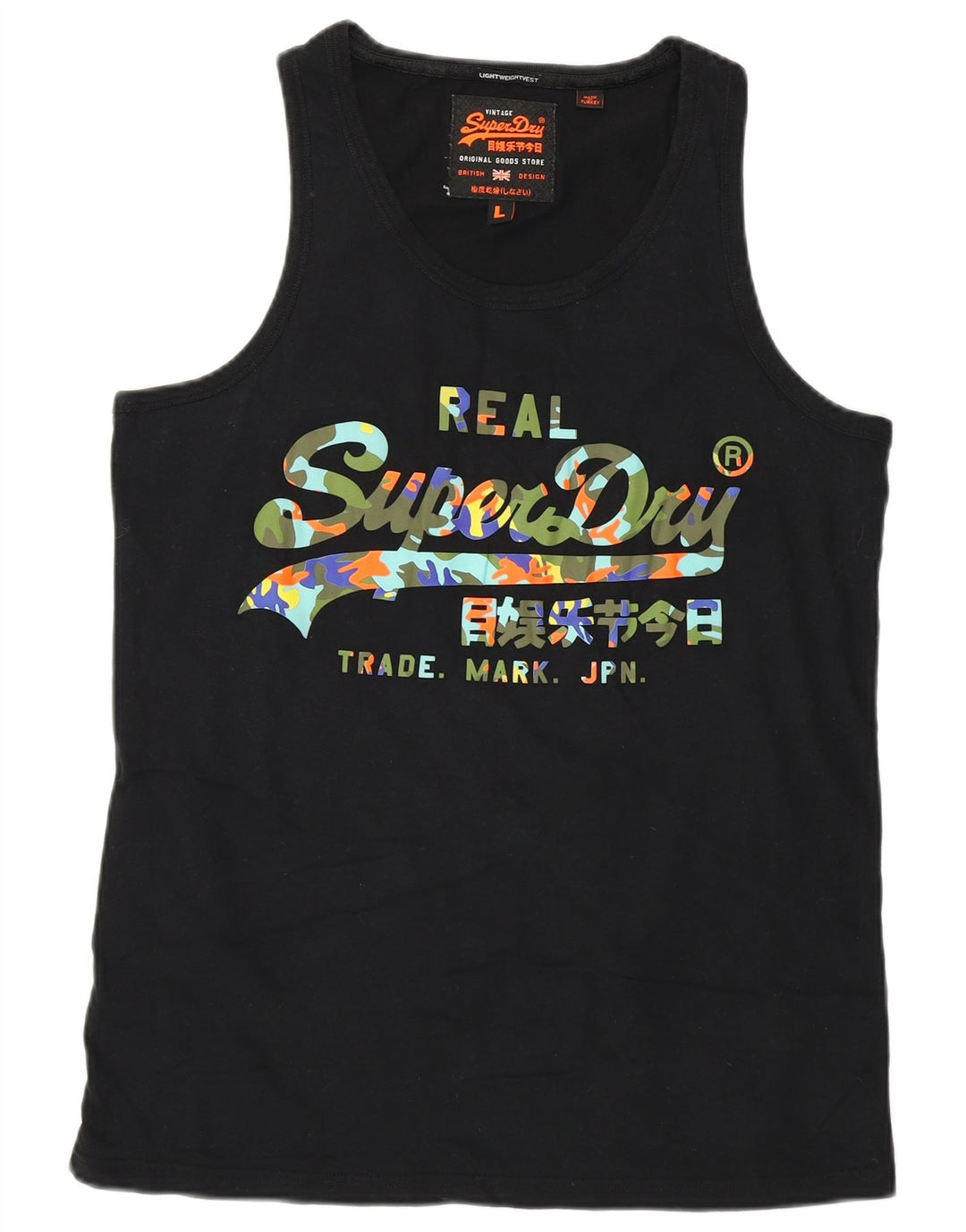 Ανδρικό γραφικό γιλέκο Superdry Top Large Μαύρο Βαμβακερό