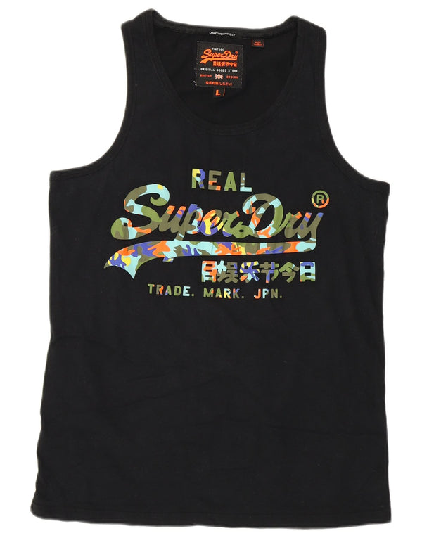 Ανδρικό γραφικό γιλέκο Superdry Top Large Μαύρο Βαμβακερό