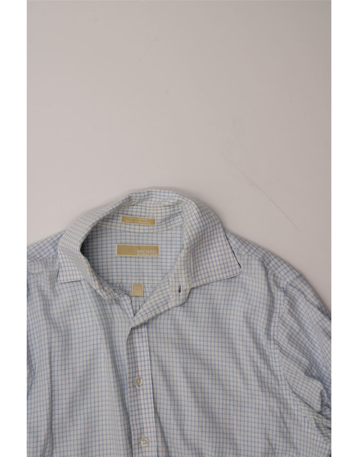 MICHAEL KORS Mens Shirt Size 16 1/2 Large Blue Check Cotton Vintage Michael Kors and Second-Hand Michael Kors from Messina Hembry 