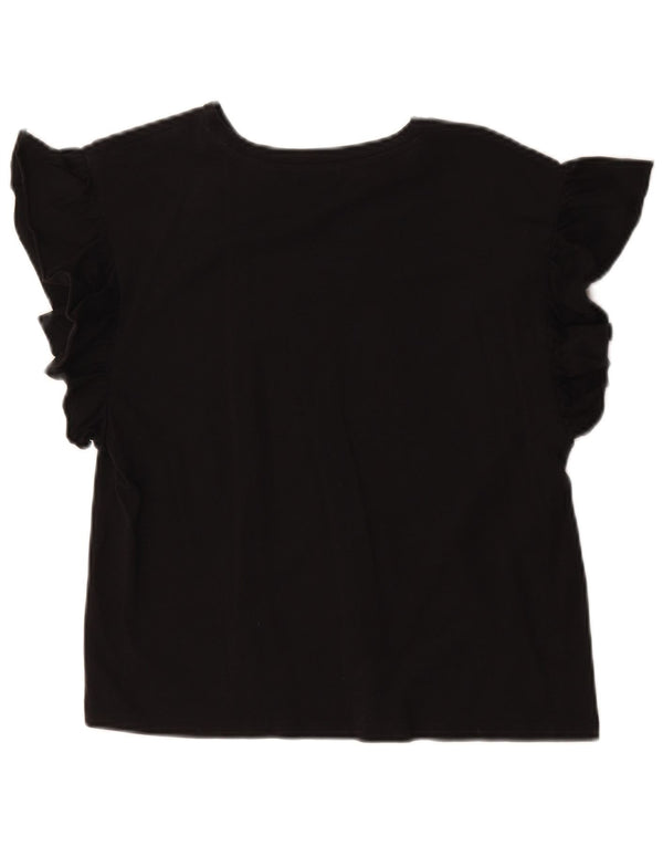 Zara Γυναικείο T-Shirt Top UK 10 Small μαύρο βαμβακερό