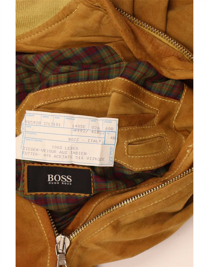 Ανδρικό Hugo Boss Loose Fit Suede Bomber Jacket EU 48 Δερμάτινο μεσαίο καφέ