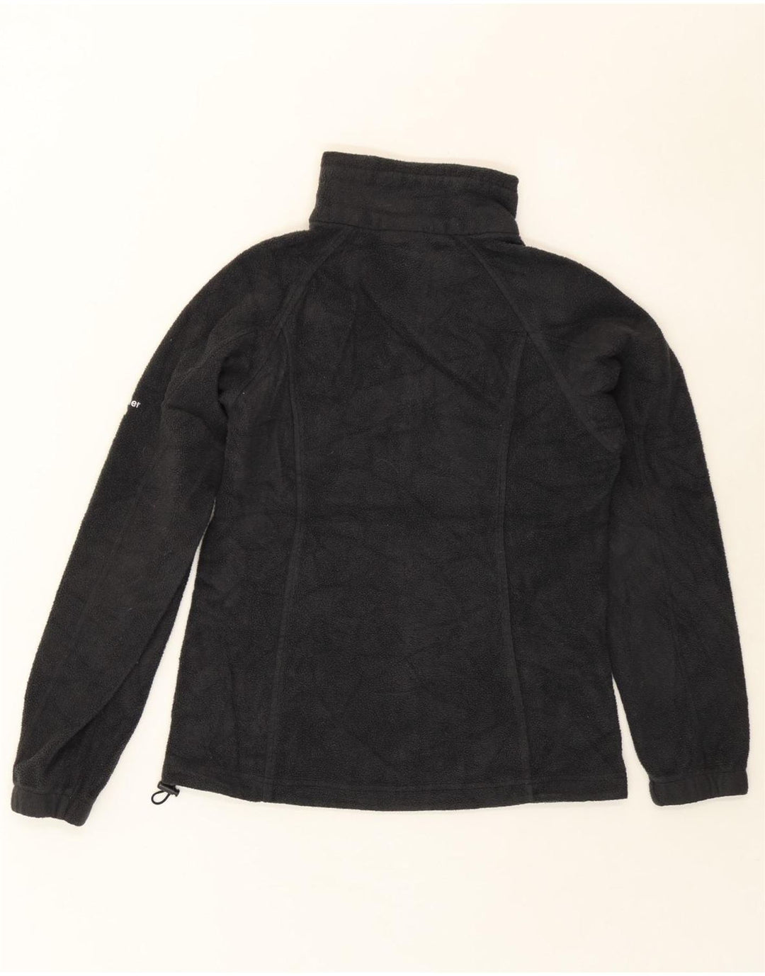 COLUMBIA Womens Graphic Fleece Jacket UK 10 Small Black Polyester Vintage Columbia and Second-Hand Columbia from Messina Hembry 