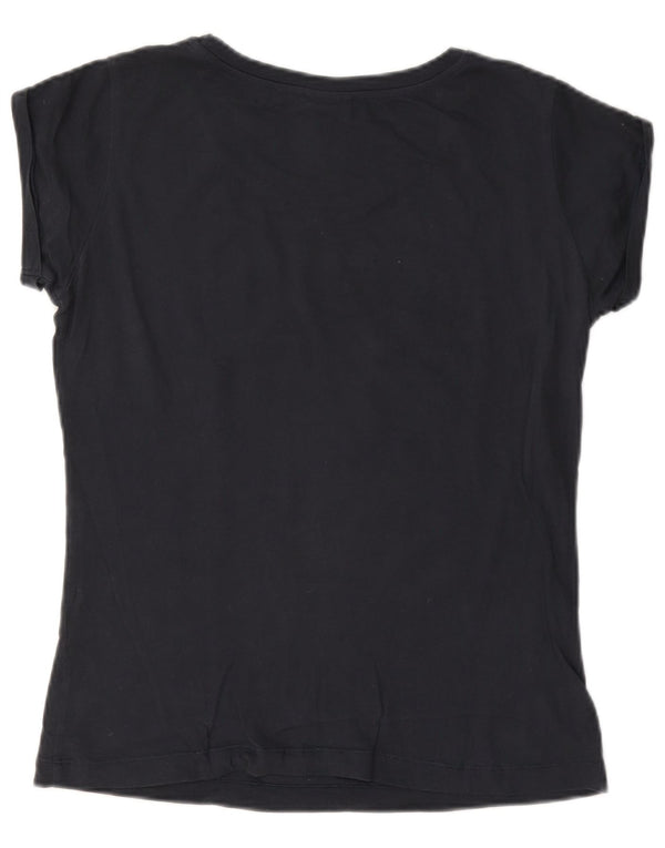 Champion Womens Graphic T-Shirt Top UK 10 Small Navy Blue