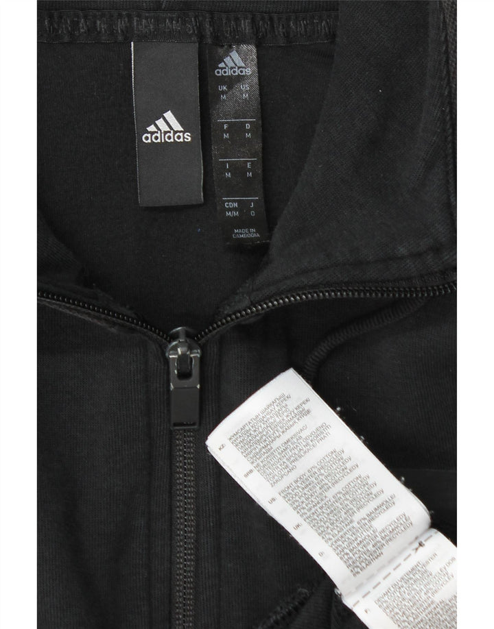 Ανδρικό πουλόβερ με κουκούλα με φερμουάρ Adidas, μεσαίο μαύρο βαμβακερό