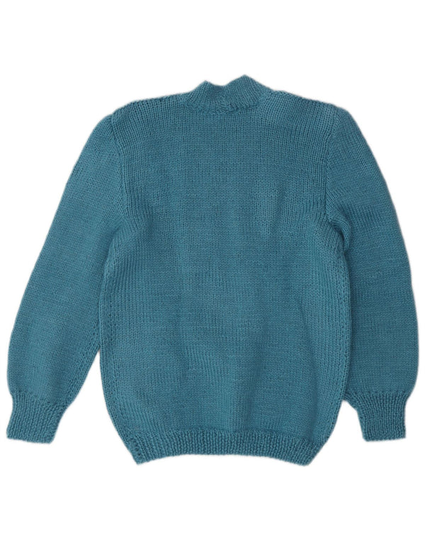 Vintage γυναικείο πουλόβερ με λαιμό χελώνα UK 8 Small Turquoise Classic