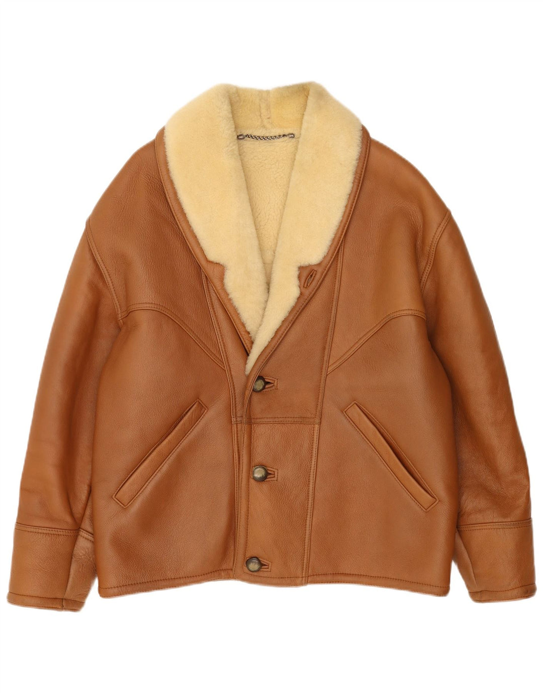 Vintage Ανδρικό Shearling Jacket IT 50 Large Brown Shearling