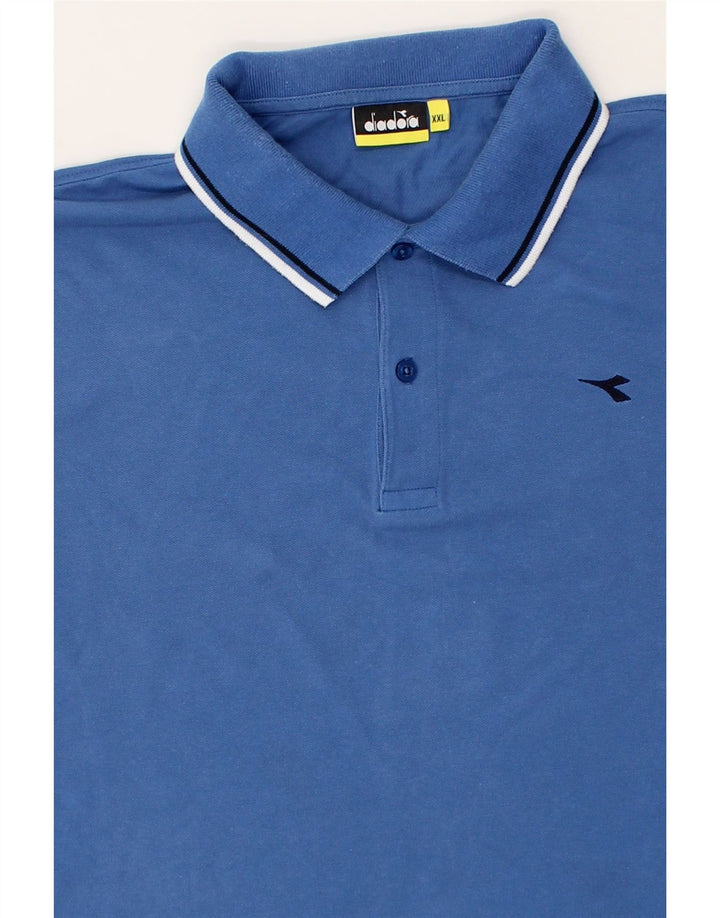 DIADORA Mens Polo Shirt 2XL Blue Vintage Diadora and Second-Hand Diadora from Messina Hembry 