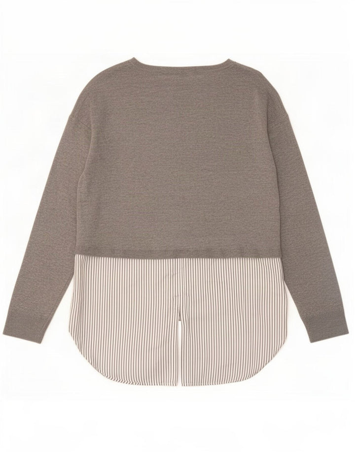 Zara γυναικείο μακρυμάνικο τουνίκ τοπ UK 10 Small Grey Colourblock Polyester