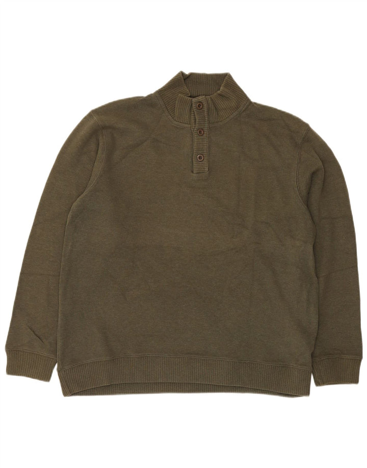 EDDIE BAUER Ανδρικό πουλόβερ με λαιμό με κουμπιά, μεσαίο βαμβακερό χακί