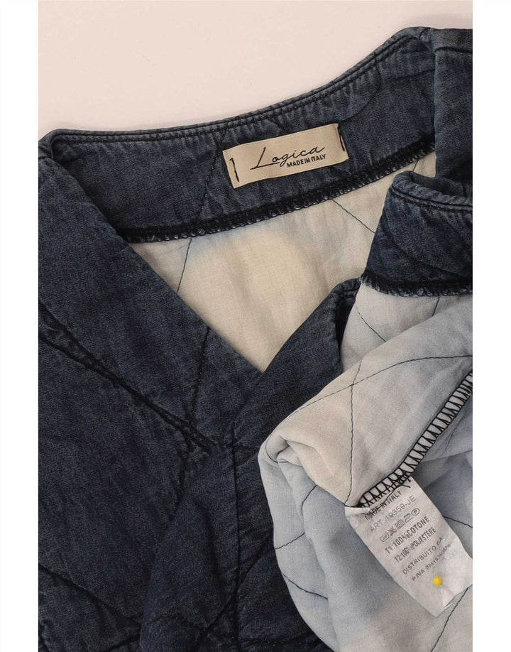 Vintage γυναικείο καπιτονέ Gilet UK 12 Medium Navy Blue Cotton