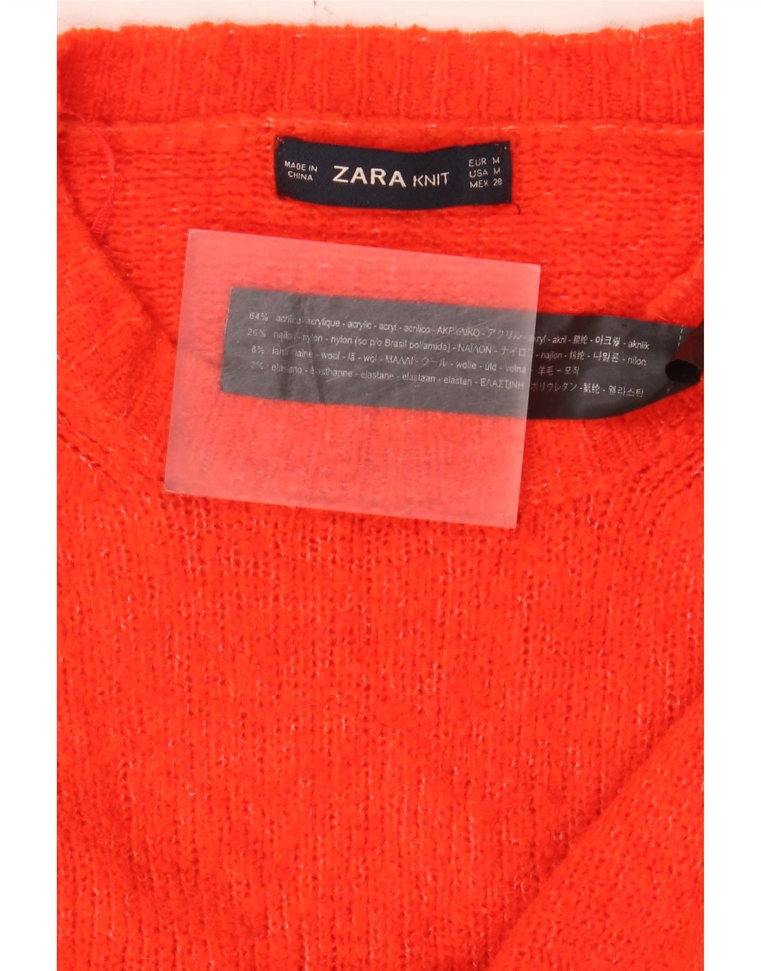 Zara Γυναικείο Longline Oversized πουλόβερ με λαιμόκοψη UK 14 Medium Red