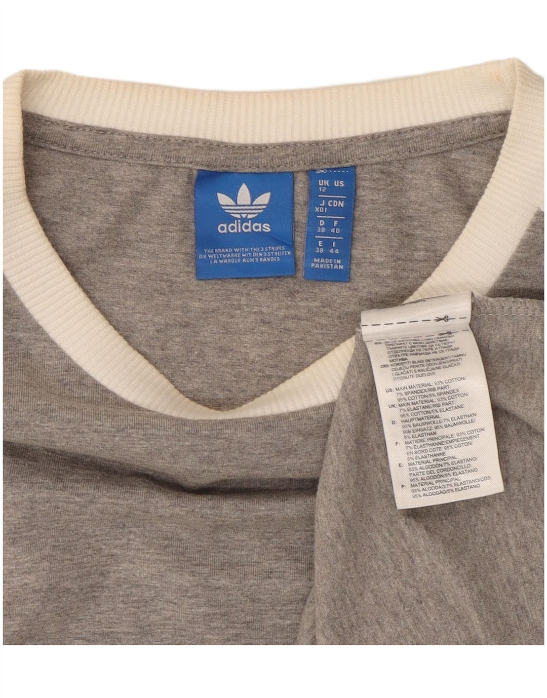Γυναικείο τοπ Adidas μακρυμάνικο UK 12 βαμβακερό μεσαίο γκρι