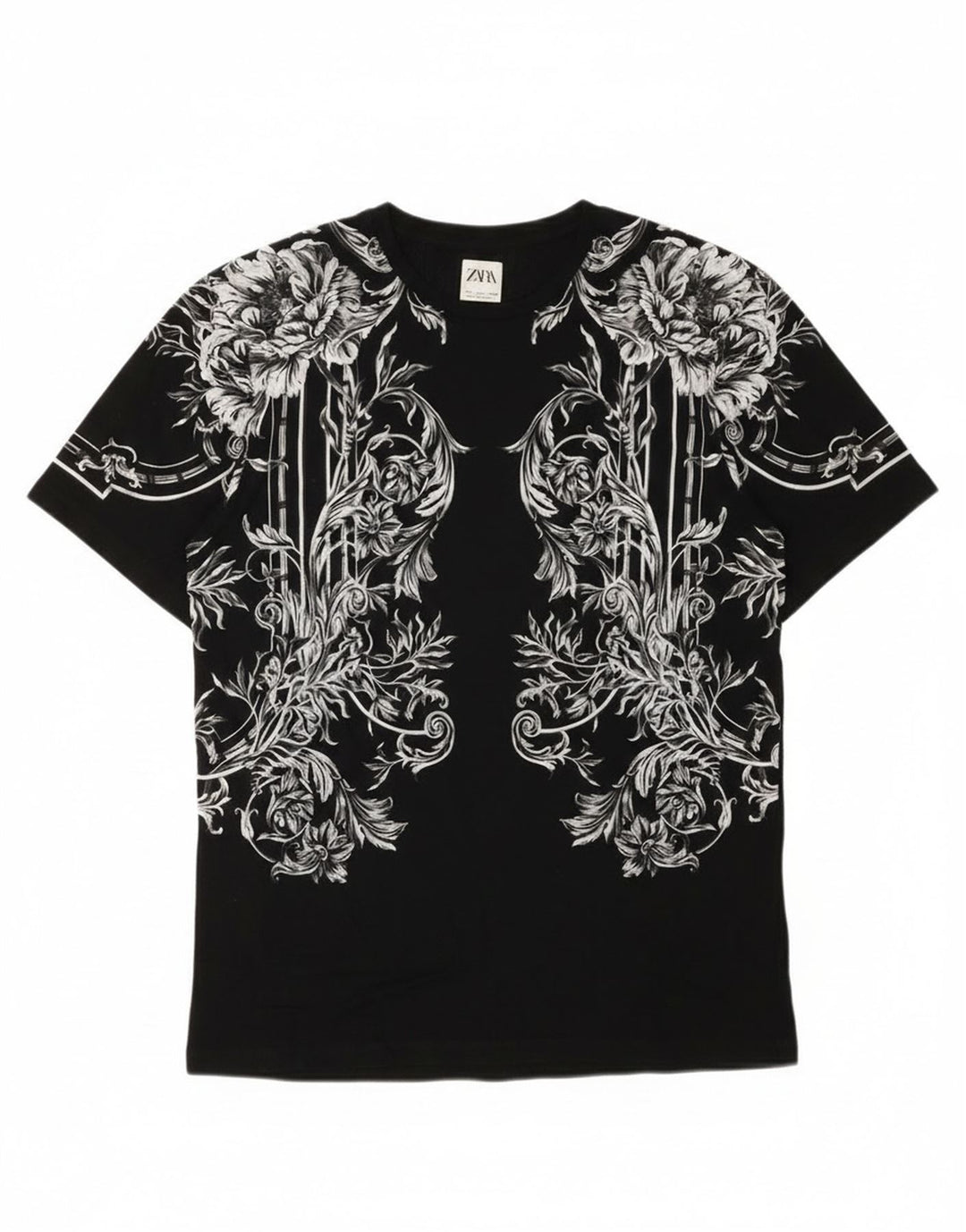 Ανδρικό γραφικό T-Shirt Zara Top Large Black Floral