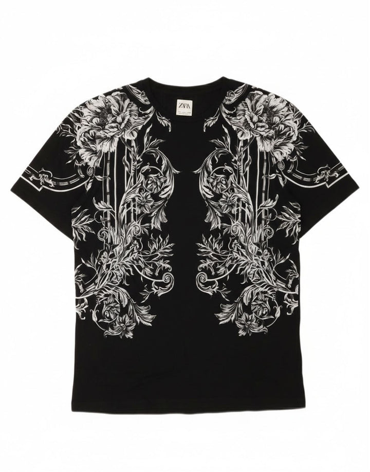 Ανδρικό γραφικό T-Shirt Zara Top Large Black Floral
