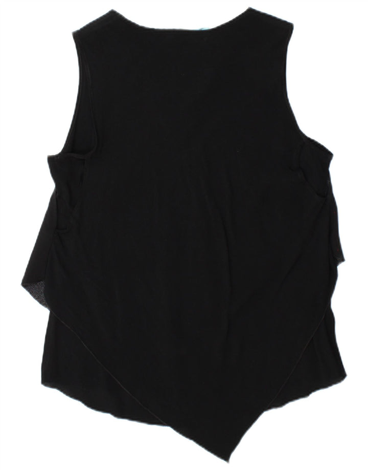 DESIGUAL Γυναικεία Αμάνικη Μπλούζα Τοπ UK 14 Large Black Floral