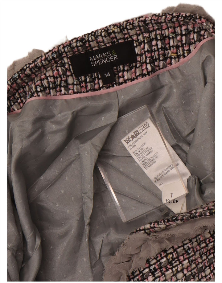 Marks & Spencer Γυναικείο μπουφάν Bolero με 3/4 μανίκια UK 14 Μεσαίο γκρι τσεκ