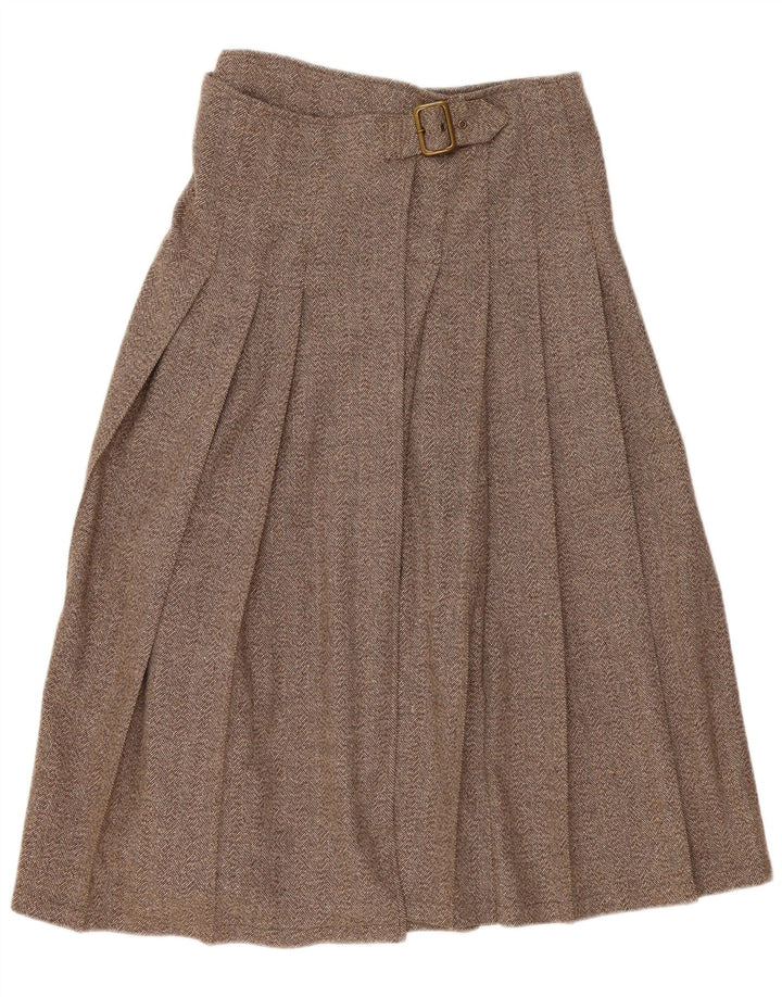 Vintage γυναικεία πλισέ φούστα IT 44 Medium W30 Καφέ ψαροκόκκαλο
