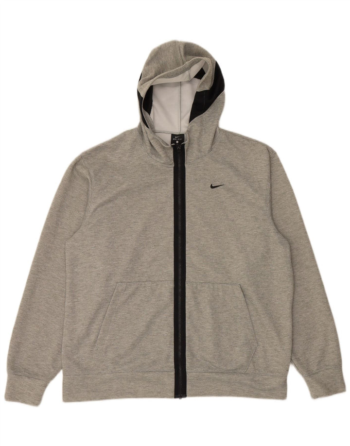 Ανδρικό πουλόβερ με κουκούλα με φερμουάρ Nike Dri Fit Μεγάλο γκρι πολυεστέρα