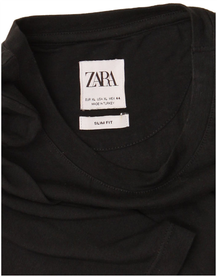 Ανδρικό T-Shirt ZARA Slim Fit Top XL Μαύρο
