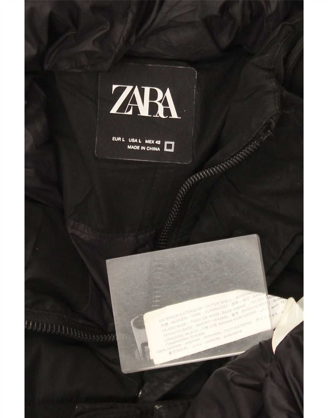 Zara Ανδρικό παλτό με κουκούλα UK 40 Large Black Polyester
