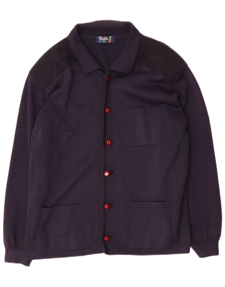Vintage Ανδρικό Ζακέτα πουλόβερ Μεγάλο Navy Blue