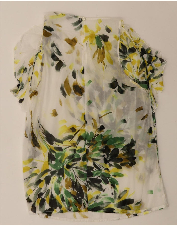 BENETTON Γυναικεία Μπλούζα Τοπ UK 12 Medium White Floral