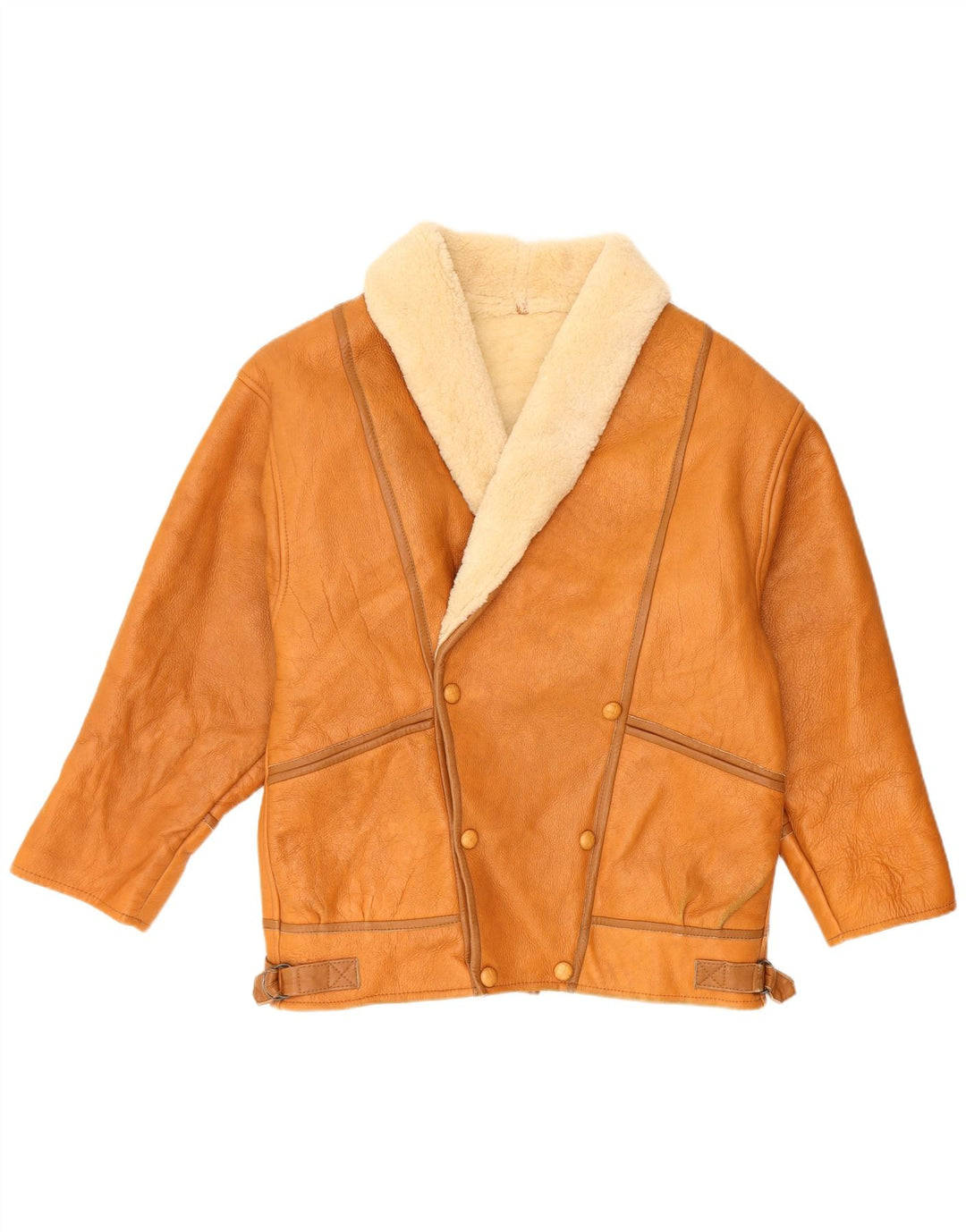 Vintage Ανδρικό Shearling Jacket UK 36 Small Brown