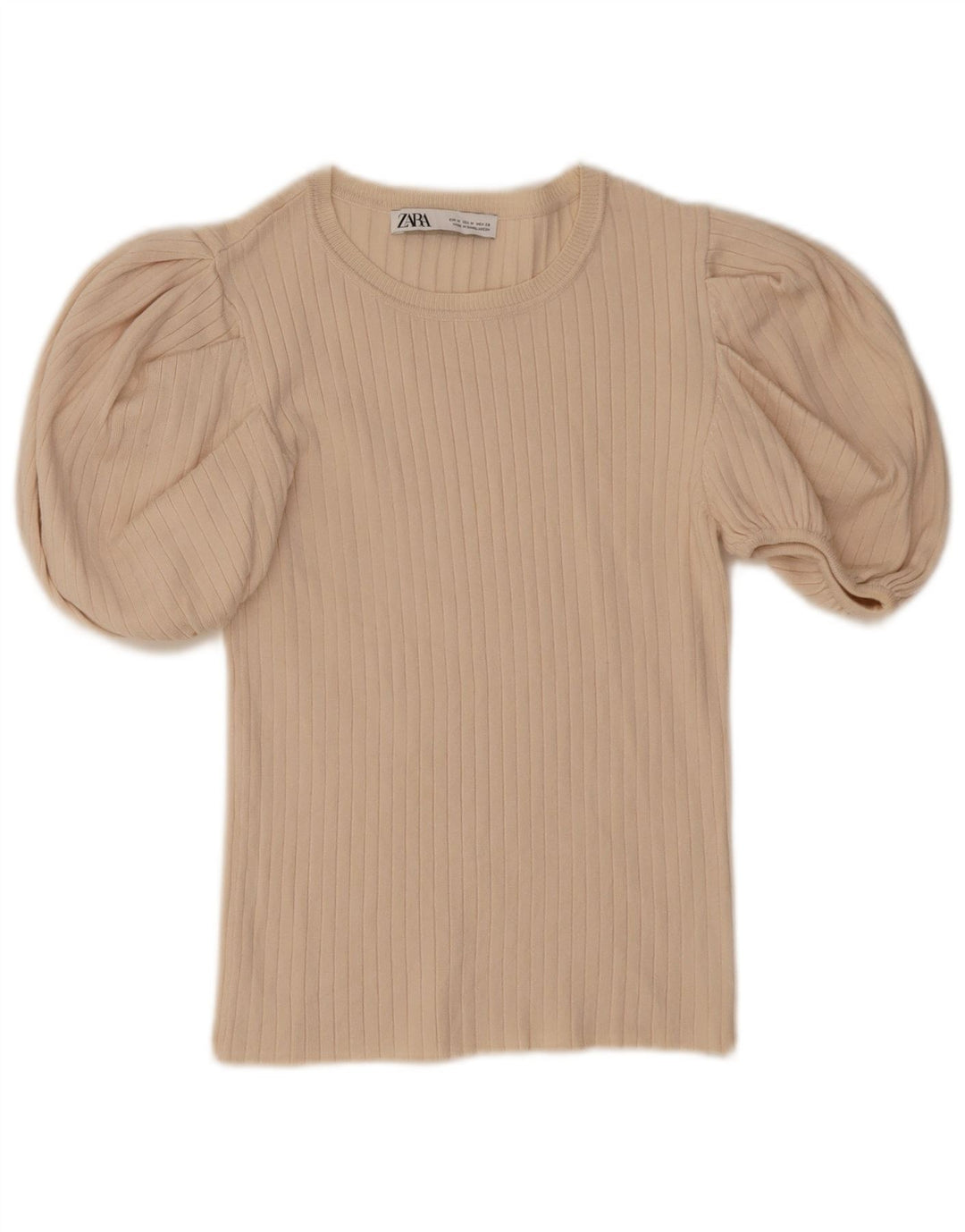 Zara Γυναικεία Μπλούζα Crop Top UK 12 Medium Off White Viscose