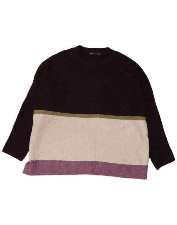 Marks & Spencer Γυναικείο πουλόβερ με λαιμόκοψη UK 18 XL Purple Colourblock