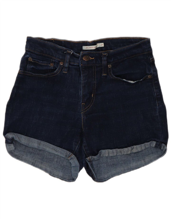 Γυναικείο ψηλόμεσο τζιν σορτς LEVI'S W27 Μικρό μπλε ναυτικό βαμβακερό