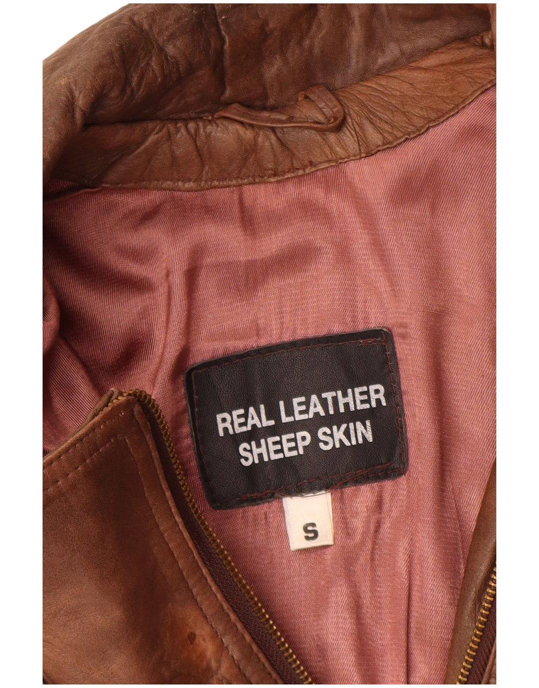 Vintage Γυναικείο Δερμάτινο Μπουφάν Biker UK 10 Small Brown Δερμάτινο
