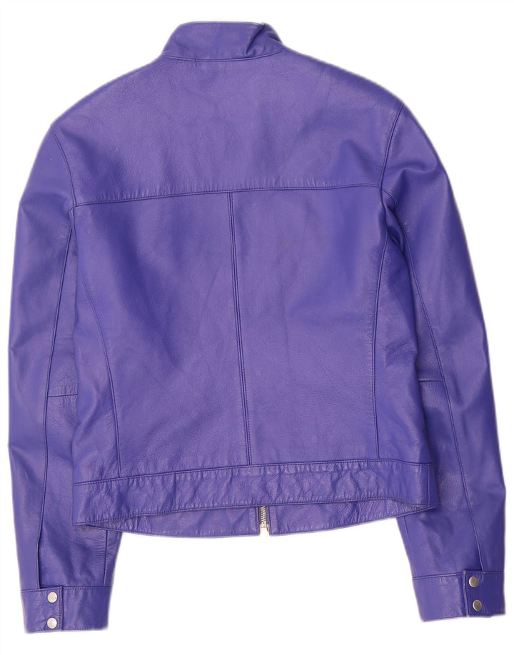 Olsen Γυναικείο Crop Δερμάτινο Μπουφάν UK 10 Small Purple Leather