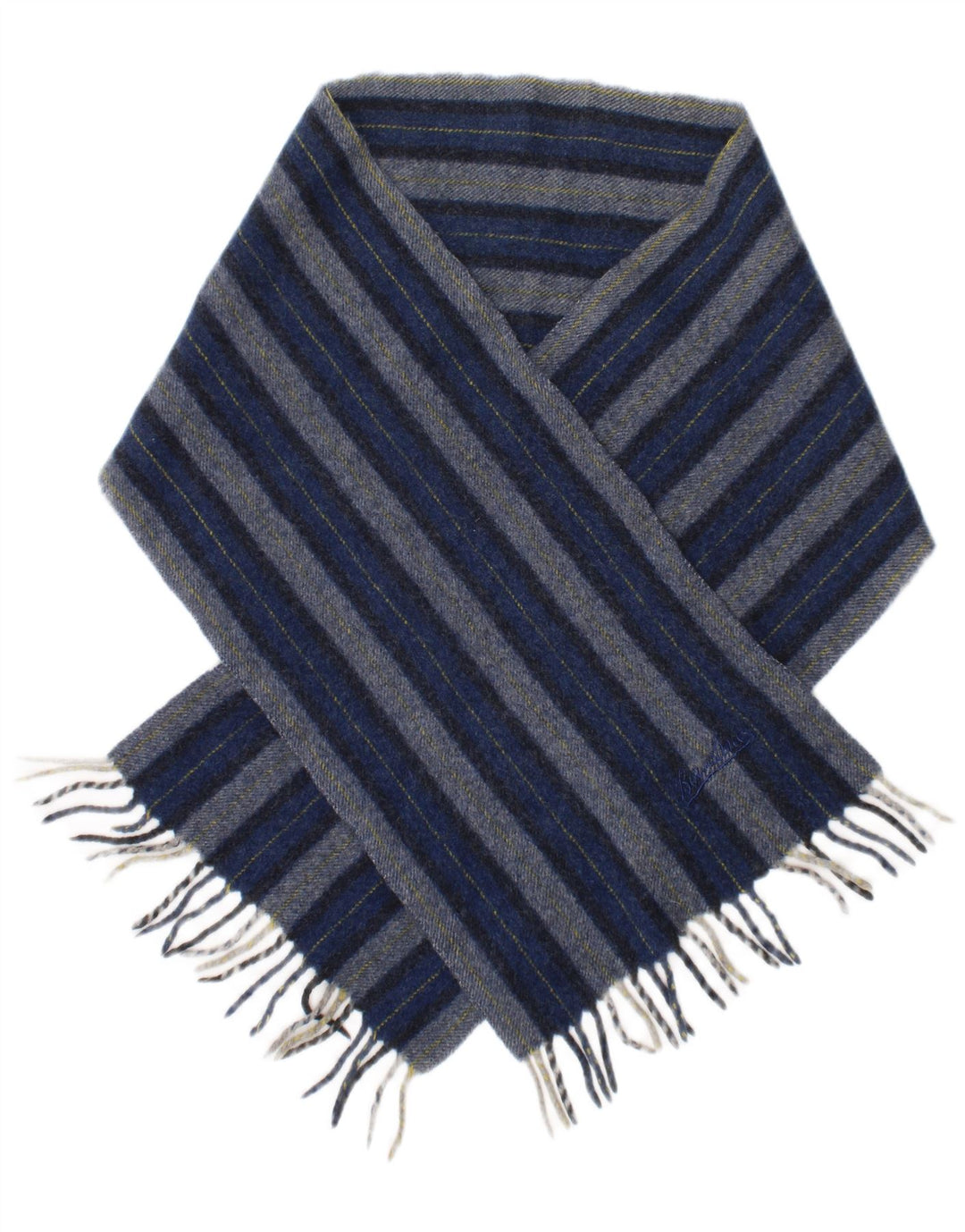 Ανδρικό ορθογώνιο κασκόλ Borsalino One Size Μπλε ριγέ New Wool Classic