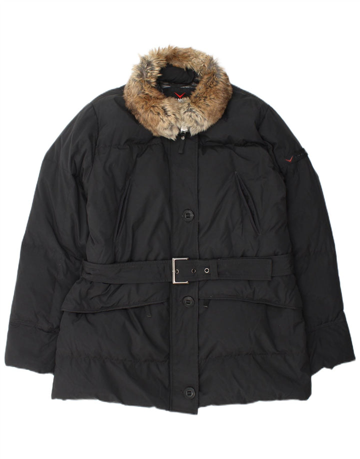 Vintage γυναικείο μπουφάν με επένδυση IT 48 XL Μαύρο Πολυαμίδιο
