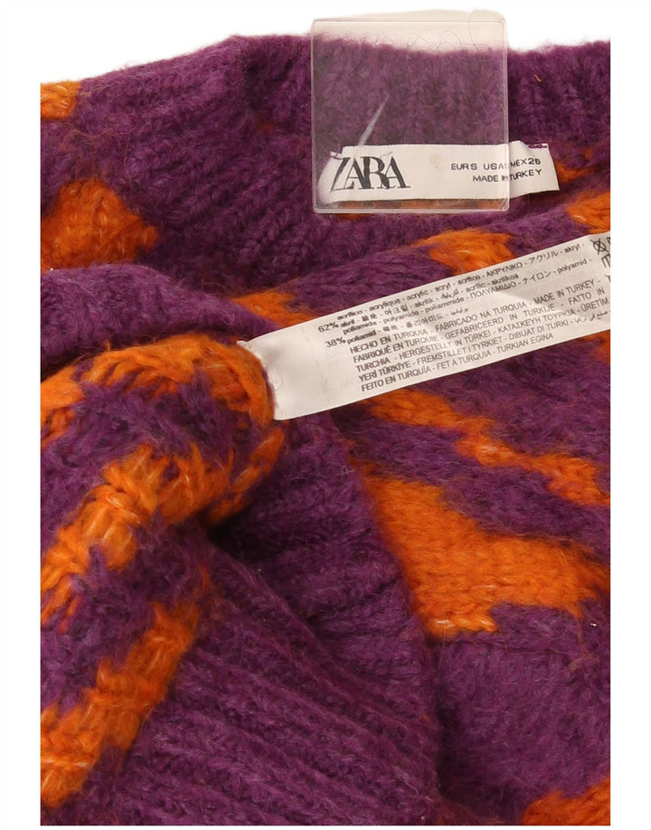 Zara Γυναικείο πουλόβερ με λαιμόκοψη Crop UK 10 Small πολύχρωμο
