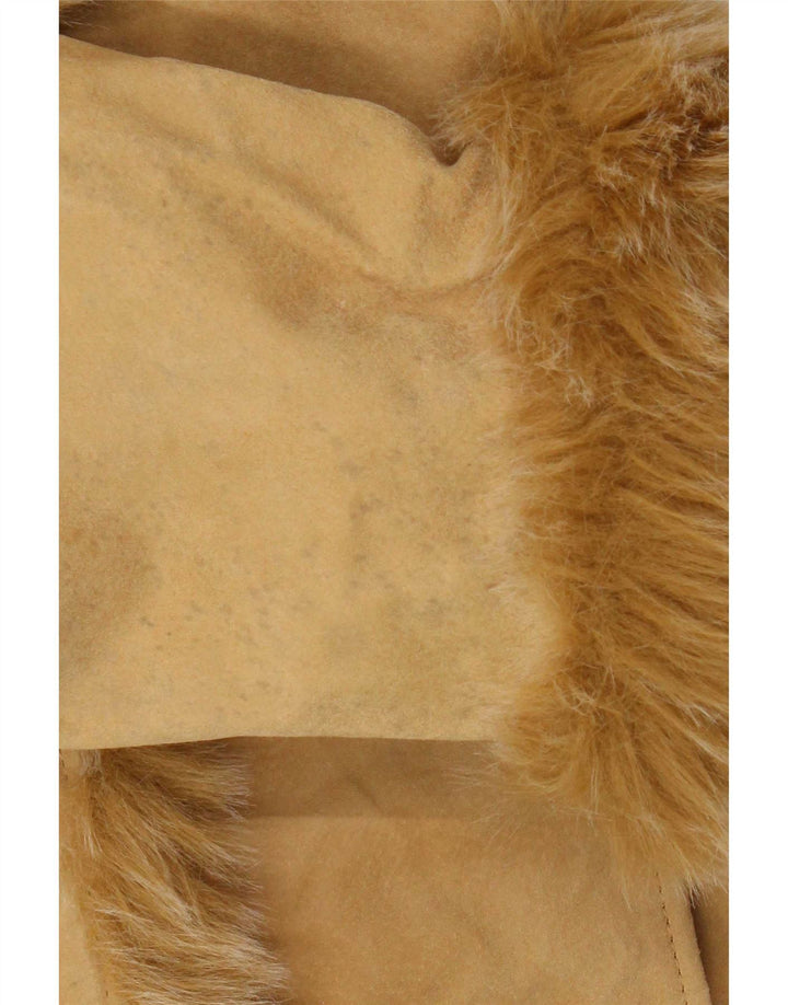 Vintage γυναικείο σουέτ πανωφόρι EU 38 Medium Beige Δέρμα