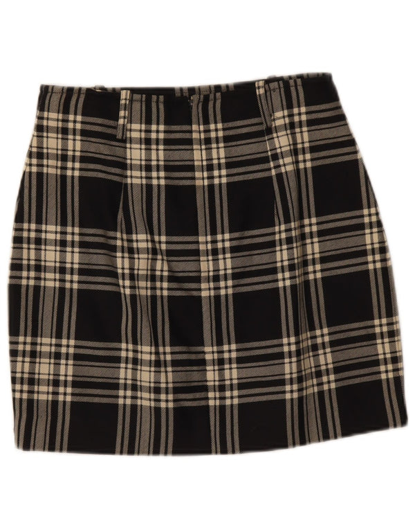 Vintage Γυναικεία Μίνι Φούστα IT 42 Medium W28 Black Check Wool
