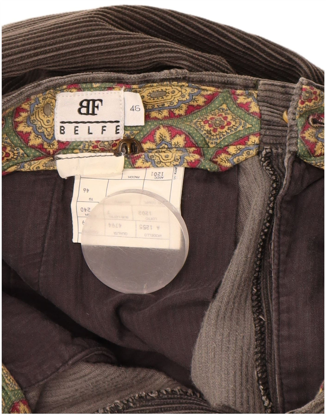 BELFE Ανδρικό κοτλέ παντελόνι Loose Fit IT46 Small W30 L28 Grey