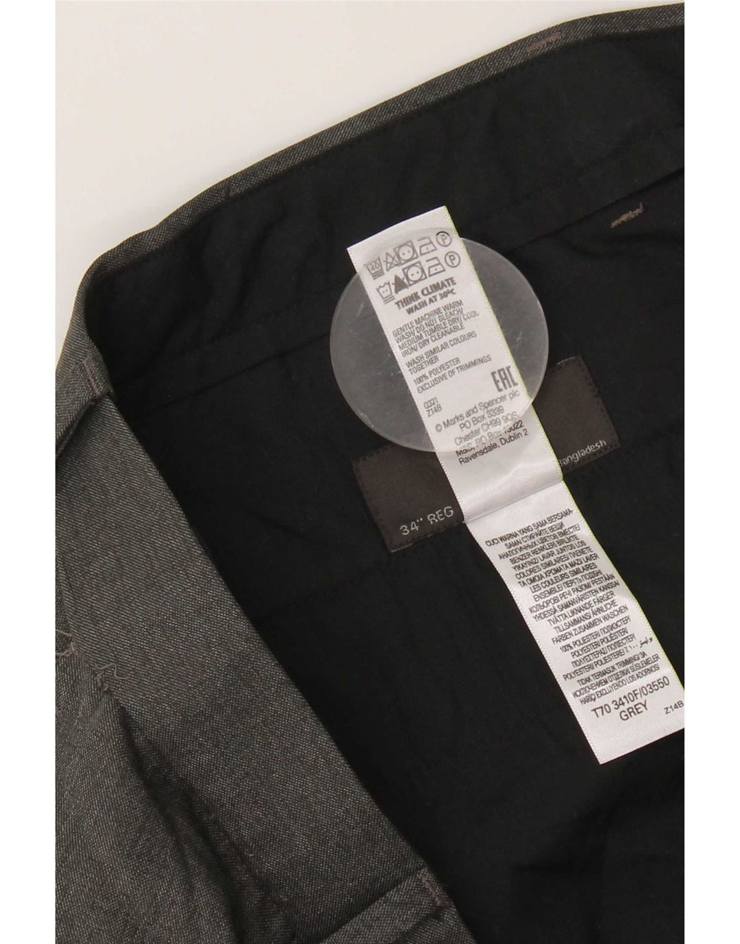 Marks & Spencer Γυναικείο ίσιο παντελόνι W34 L31 Γκρι Πολυεστέρας