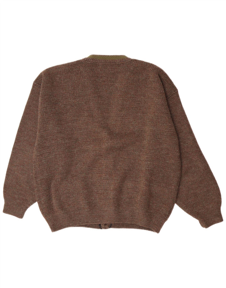 Vintage Ανδρικό Ζακέτα πουλόβερ Μεγάλο Καφέ Flecked