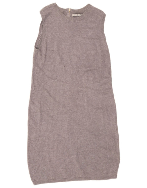 Zara Γυναικείο Αμάνικο Jumper Φόρεμα UK 12 Medium Grey