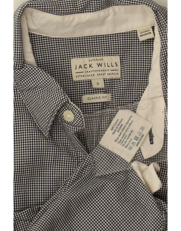 Jack Wills Ανδρικό πουκάμισο Classic Fit Μικρό μαύρο βαμβακερό Gingham