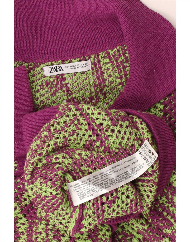 Ανδρικό πουλόβερ Zara See Through Polo Neck Jumper Medium Purple Geometric