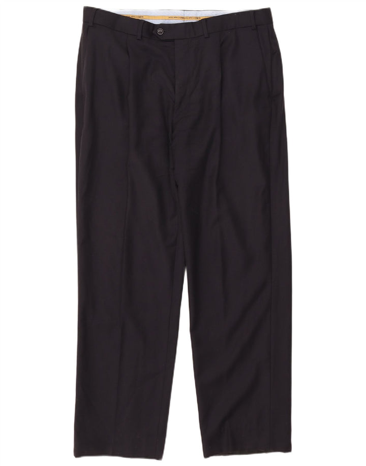 Ανδρικό ίσιο παντελόνι Marks & Spencer W36 L31 Navy Blue Wool
