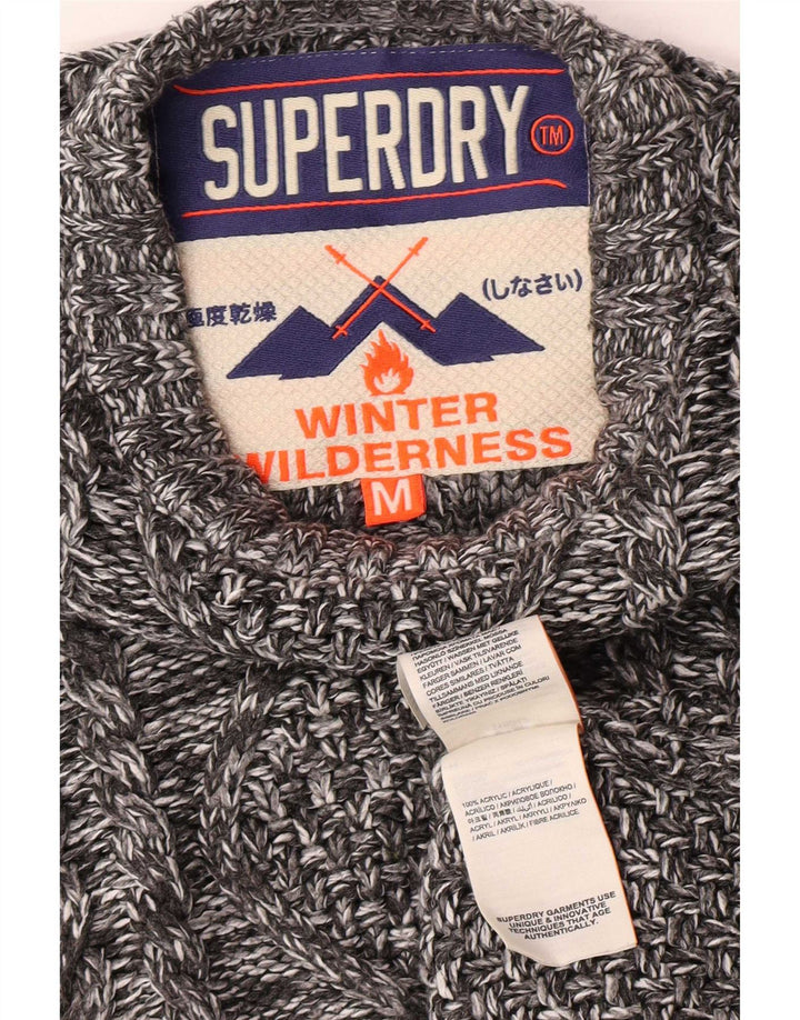 Superdry Ανδρικό πουλόβερ με λαιμόκοψη με μεσαίο γκρι ακρυλικό χειμωνιάτικο