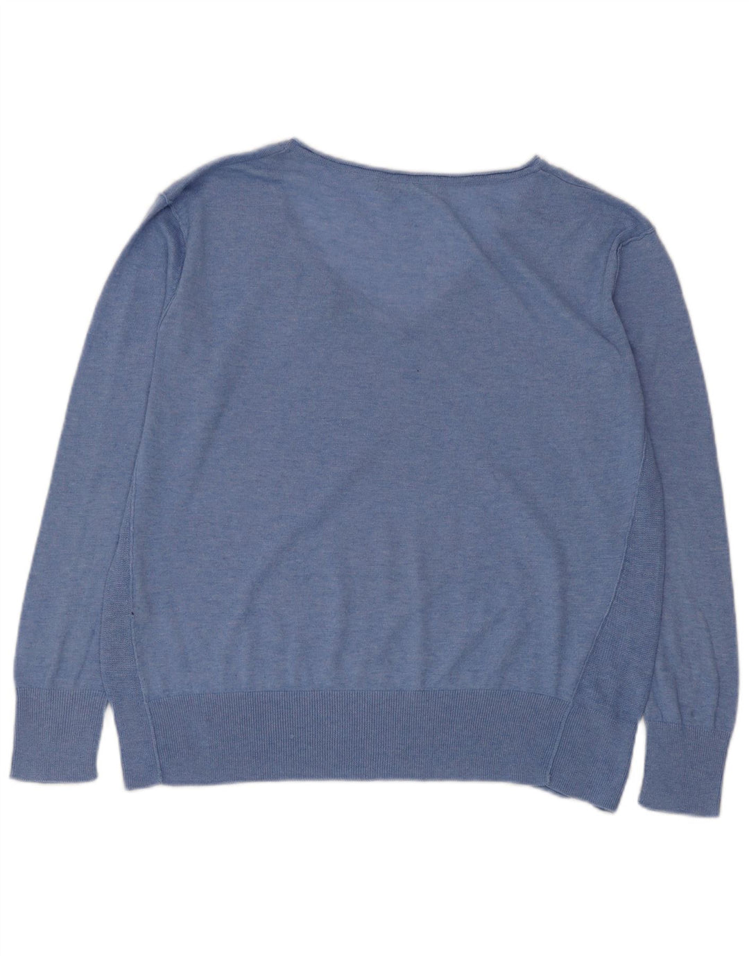 Zara Γυναικείο πουλόβερ με V λαιμόκοψη UK 14 Medium Blue Polyester