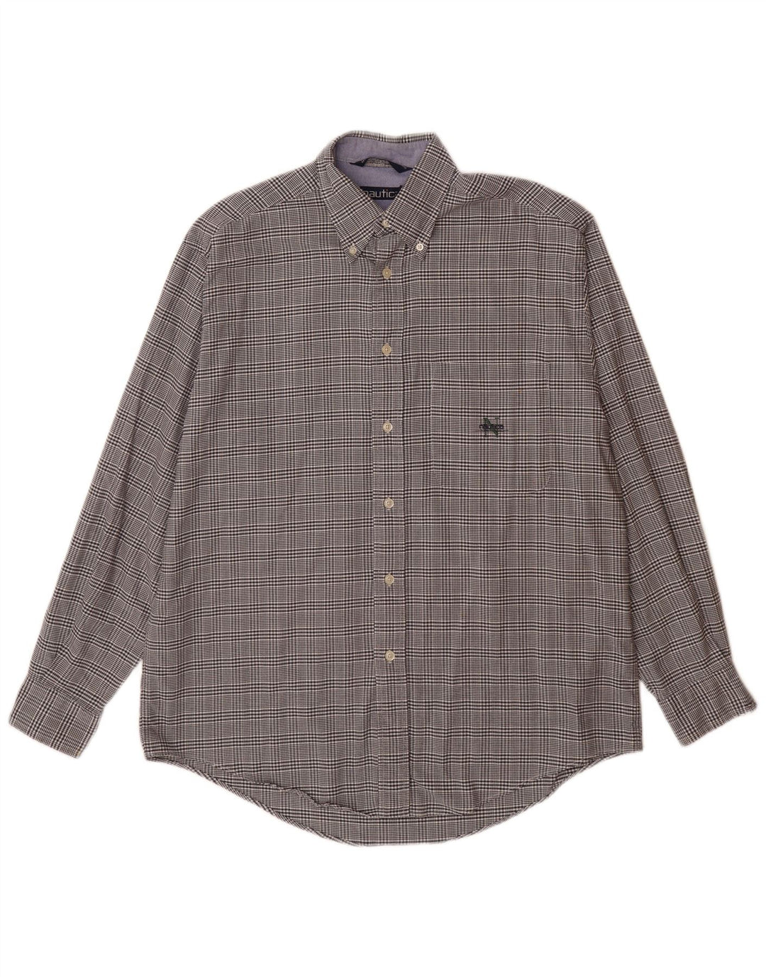 NAUTICA Ανδρικό φανελένιο πουκάμισο Βαμβακερό Houndstooth μεσαίου μπλε ναυτικού