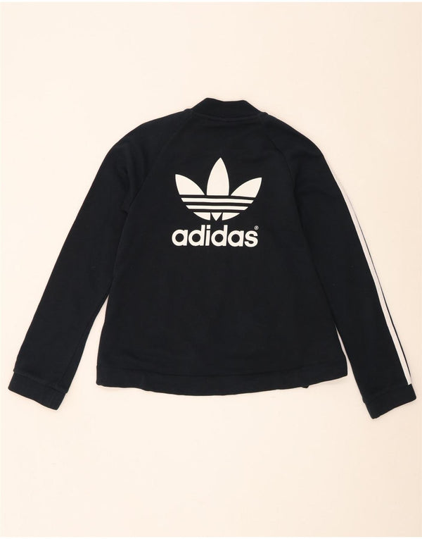 Adidas Γυναικεία φόρμα φόρμας γραφικά Top Jacket UK 8 Small Black Cotton